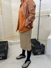 Load image into Gallery viewer, 2000s Mandarina Duck Beige Leather Skirt with Contrasting Mesh Detailing - Size XS