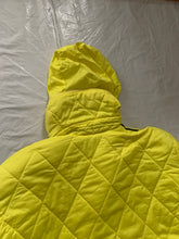 Load image into Gallery viewer, aw1993 Issey Miyake Quilted Yellow Nylon Moto Parka with Wrap Neck and Packable Hood - Size L
