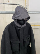 Load image into Gallery viewer, Late 1990s Mandarina Duck Thick Wool M65 Jacket with Grey Nylon Hood - Size L