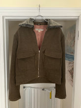 Load image into Gallery viewer, 1990s Katharine Hamnett Cropped Dark Khaki Wool Jacket with Fur Collar - Size M