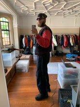 Load image into Gallery viewer, 1990s Armani Modular Hunting Jacket with Faded Purple Corduroy Base and Red Quilted Nylon Sleeves - Size L