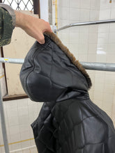 Load image into Gallery viewer, 1990s Armani Quilted Leather Cropped Jacket with Fur Hood - Size S