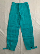Load image into Gallery viewer, 2000s Armani Teal Linen Technical Trousers with Lampo Zippers - Size M