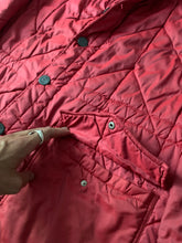 Load image into Gallery viewer, 1990s Armani Textured Iridescent Red Nylon Military Parka with Roll Hood - Size XL