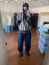 Load image into Gallery viewer, 1990s Armani Navy Pinstripe Oversized Hooded Vest - Size XL
