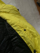 Load image into Gallery viewer, aw1993 Issey Miyake Quilted Yellow Nylon Moto Parka with Wrap Neck and Packable Hood - Size L