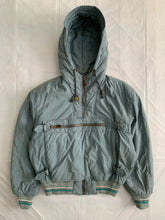Load image into Gallery viewer, 1990s Armani Faded Olive Hooded Bomber with Modular Kangaroo Pouch - Size L