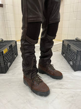 Load image into Gallery viewer, aw1996 Issey Miyake Brown Leather Moto Trousers with Ribbed Knee Panels - Size M