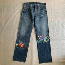 Load image into Gallery viewer, aw2002 Yohji Yamamoto Hand Painted Floral Denim - Size XL