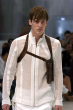 Load image into Gallery viewer, ss2005 Issey Miyake Black Leather Body Holster Bag - Size OS
