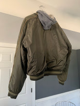 Load image into Gallery viewer, 1990s Armani Olive Nylon Bomber Jacket with Removable Hood - Size S