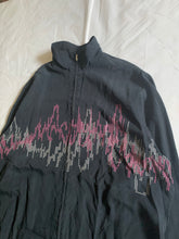 Load image into Gallery viewer, 1990s Yohji Yamamoto Pixelated Soundwave Graphic Zip-up Shirt - Size L