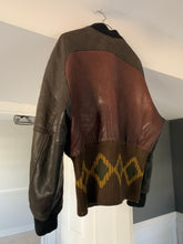 Load image into Gallery viewer, 1990s Armani Cropped Leather Bomber Jacket with Exaggerated Ribbing Hem - Size M
