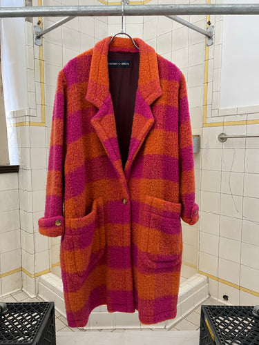 1980s Armani Plaid Boiled Wool Overcoat - Size M