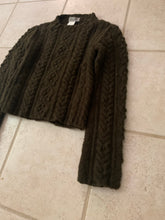 Load image into Gallery viewer, 1990s Yohji Yamamoto Cropped Olive Cableknit Sweater - Size S