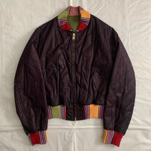 Load image into Gallery viewer, ss1993 Yohji Yamamoto Quilted Cropped Bomber with Ethnic Knitted Ribbing Details - Size OS