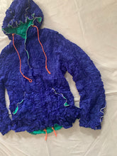 Load image into Gallery viewer, aw1999 Issey Miyake Blue Crinkled Bungee Pullover Packable Hoodie - Size M