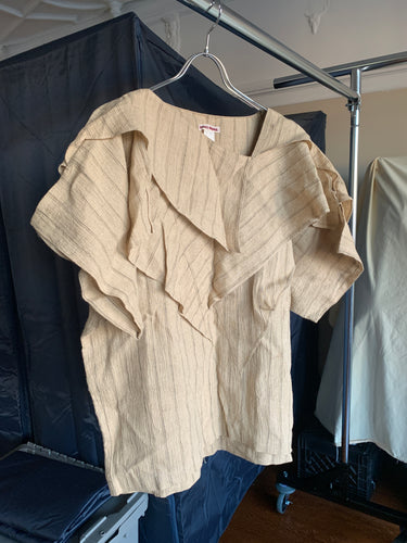1970s Issey Miyake Loose Slashed Linen Pullover Shirt - Size OS
