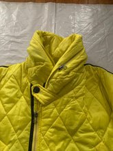 Load image into Gallery viewer, aw1993 Issey Miyake Quilted Yellow Nylon Moto Parka with Wrap Neck and Packable Hood - Size L