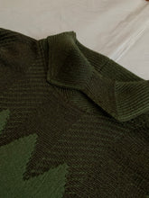 Load image into Gallery viewer, 1980s Issey Miyake Green Wool Turtleneck Sweater with Embossed Graphic - Size L