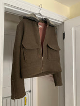 Load image into Gallery viewer, 1990s Katharine Hamnett Cropped Dark Khaki Wool Jacket with Fur Collar - Size M
