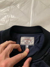 Load image into Gallery viewer, 1980s Armani Heavy Navy Cotton Cropped Bomber with Black Contrast Trim Detailing - Size XL