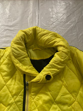 Load image into Gallery viewer, aw1993 Issey Miyake Quilted Yellow Nylon Moto Parka with Wrap Neck and Packable Hood - Size L
