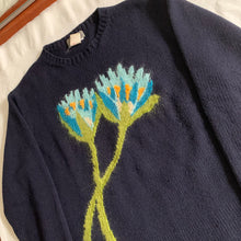 Load image into Gallery viewer, aw1995 Yohji Yamamoto Intasaria Flower Navy Sweater - Size M