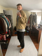 Load image into Gallery viewer, 1990s Armani Faded Yellow Paneled Hooded Work Jacket  - Size XL