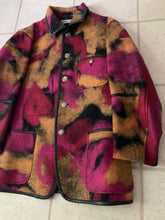 Load image into Gallery viewer, aw1997 Issey Miyake Wool Vibrant Camo Blazer with Leather Trim - Size L