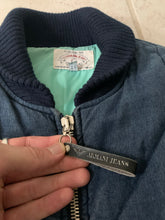 Load image into Gallery viewer, 1990s Armani Cropped Quilted Denim Bomber Jacket - Size L