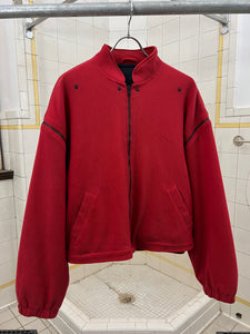 1980s Armani Rib Knit Bomber with Removable Sleeves and Backzip Hood - Size M