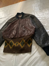 Load image into Gallery viewer, 1990s Armani Cropped Leather Bomber Jacket with Exaggerated Ribbing Hem - Size M