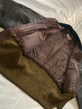 Load image into Gallery viewer, 1990s Armani Cropped Leather Bomber Jacket with Exaggerated Ribbing Hem - Size M