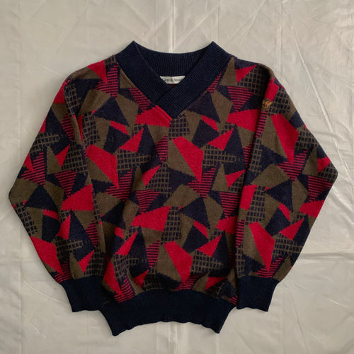 1980s Armani Geometric Cropped Sweater - Size M