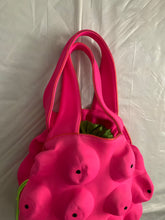Load image into Gallery viewer, ss2004 Issey Miyake Futuristic Deformed Pink Neoprene Backpack / Tote Bag with Transparent Piping Trim - Size OS