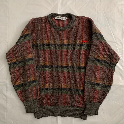 1980s Armani Plaid Multi Colored Wool Sweater - Size L