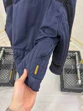Load image into Gallery viewer, 1980s Armani Padded Navy Cropped Bomber with Black Contrast Trim Detailing - Size L