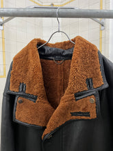 Load image into Gallery viewer, 1980s Marithe Francois Girbaud x Compagnie Des Montagnes &amp; Des Forets Leather Shearling Coat with Expandable Collar - Size XL
