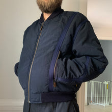 Load image into Gallery viewer, 1990s Armani Textured Nylon Bomber with Blue Contrast Seam Detail - Size XL