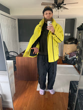 Load image into Gallery viewer, aw1993 Issey Miyake Quilted Yellow Nylon Moto Parka with Wrap Neck and Packable Hood - Size L