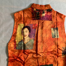 Load image into Gallery viewer, ss2004 Yohji Yamamoto Orange Silk Asian Motif Sleeveless Shirt - Size XL