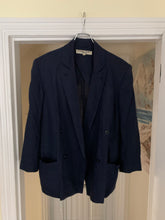Load image into Gallery viewer, 1980s Katharine Hamnett Navy Linen Double Breasted Blazer - Size M