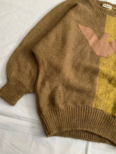 Load image into Gallery viewer, 1980s Armani Batwing Two Tone Mohair Sweater with Brown Leather Eagle Patch - Size M