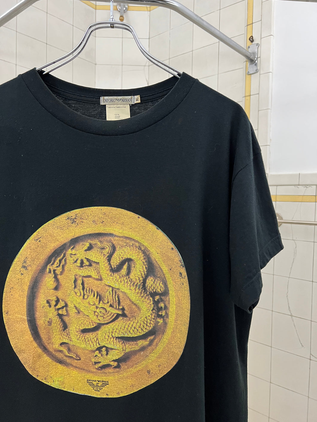 1980s Armani Dragon Emblem Print Tee - Size L