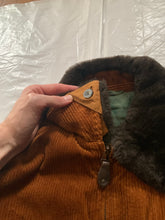 Load image into Gallery viewer, 1990s Armani Burnt Orange Corduroy B-15 Bomber Jacket with Removable Fur Collar and Articulated Shoulder Gusset - Size XL