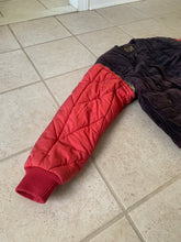 Load image into Gallery viewer, 1990s Armani Modular Hunting Jacket with Purple Corduroy Base and Red Quilted Nylon Sleeves - Size L