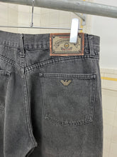 Load image into Gallery viewer, 1990s Armani Tiger Print Faded Charcoal Black Jeans - Size XL