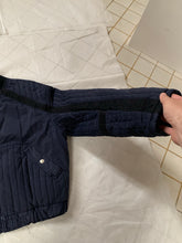 Load image into Gallery viewer, 1980s Armani Heavy Navy Cotton Cropped Bomber with Black Contrast Trim Detailing - Size XL
