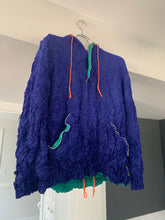 Load image into Gallery viewer, aw1999 Issey Miyake Blue Crinkled Bungee Pullover Packable Hoodie - Size M